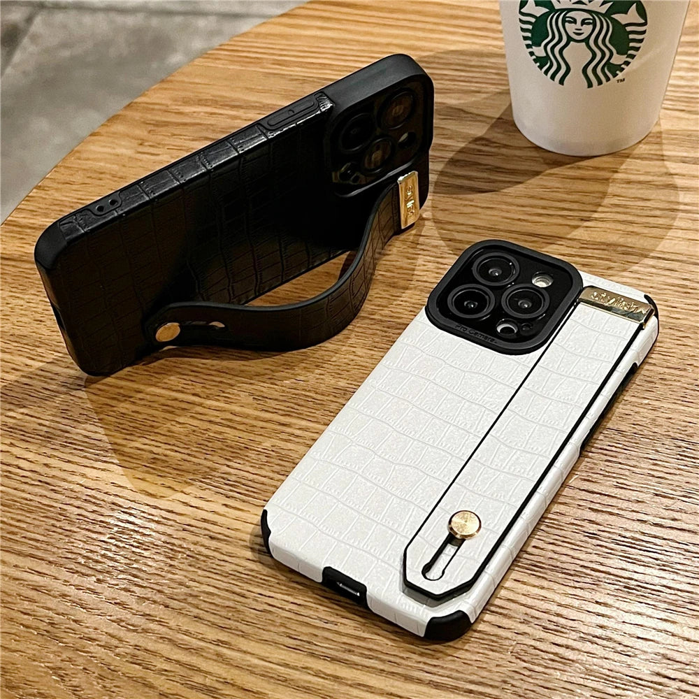 Soft Leather Wristband Cute Phone Cases For iPhone 15 14 11 13 12 Pro XS Max X XR 7 8 Plus - Touchy Style