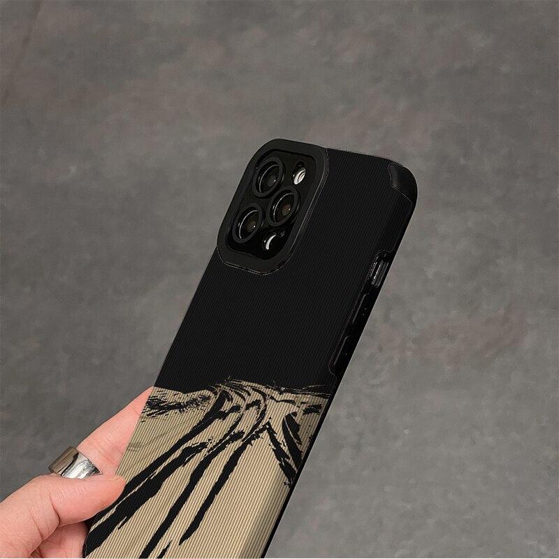 What is Premium Luxury Leather Dark Black Color Shockproof Phone Case for  iPhone 11 12 PRO