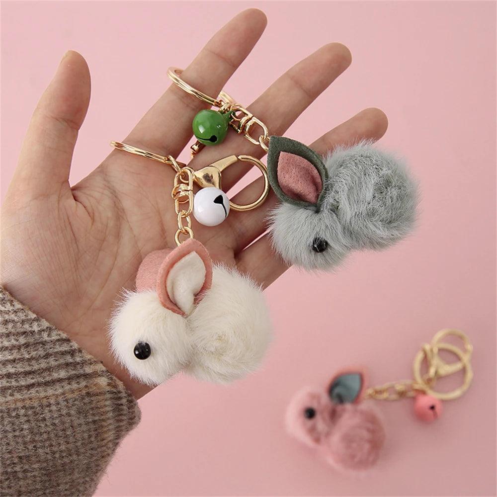 SP010 Unique Key Chains - Cartoon Fur Plush Doll - Strawberry, Rabbit, Teddy Pattern - Touchy Style