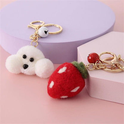 SP010 Unique Keychains - Plush Doll Strawberry, Rabbit, Teddy Pattern - Touchy Style