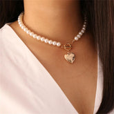 SP051 Pendant Necklace Charm Jewelry - Baroque Pearl Choker - Crystal Butterfly - Touchy Style