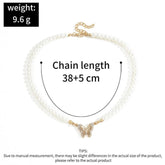 SP051 Pendant Necklace Charm Jewelry - Baroque Pearl Choker - Crystal Butterfly - Touchy Style