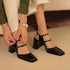 Square Thick High Heel French Sandals - Women&