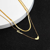 Stainless Steel Multilayer Necklaces Charm Jewelry NCJSO43 Classic Heart Letters - Touchy Style