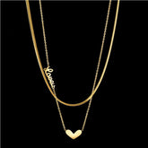 Stainless Steel Multilayer Necklaces Charm Jewelry NCJSO43 Classic Heart Letters - Touchy Style