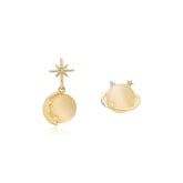 Star Moon Shape Earrings Charm Jewelry XYS0238 Round Opal Design - Touchy Style .