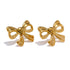 Stud Earrings Charm Jewelry - Golden Bowknot - Stainless Steel - YH3883A - Touchy Style