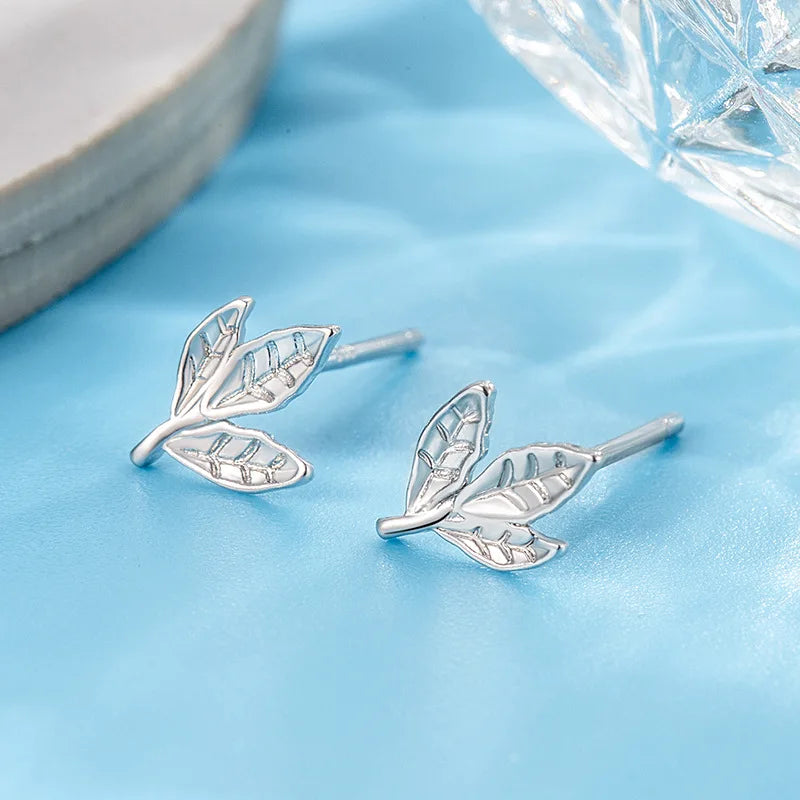 Stud Earrings Charm Jewelry - Leaf, Simple Nature - TSJ100 - Touchy Style