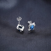 Stud Earrings Charm Jewelry - Natural Blue Topaz in 925 Sterling Silver - TSJ66 - Touchy Style