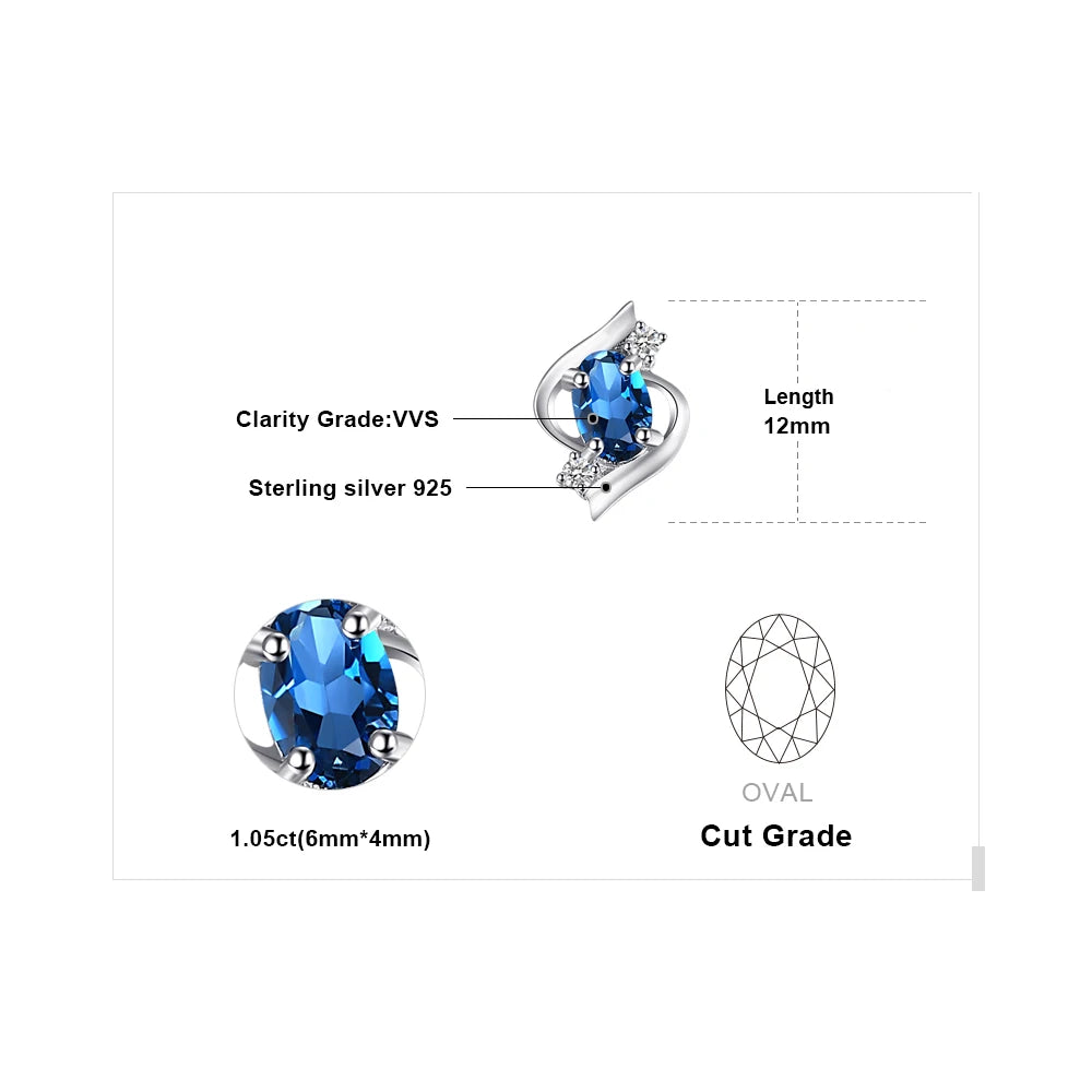 Stud Earrings Charm Jewelry - Natural Blue Topaz in 925 Sterling Silver - TSJ66 - Touchy Style