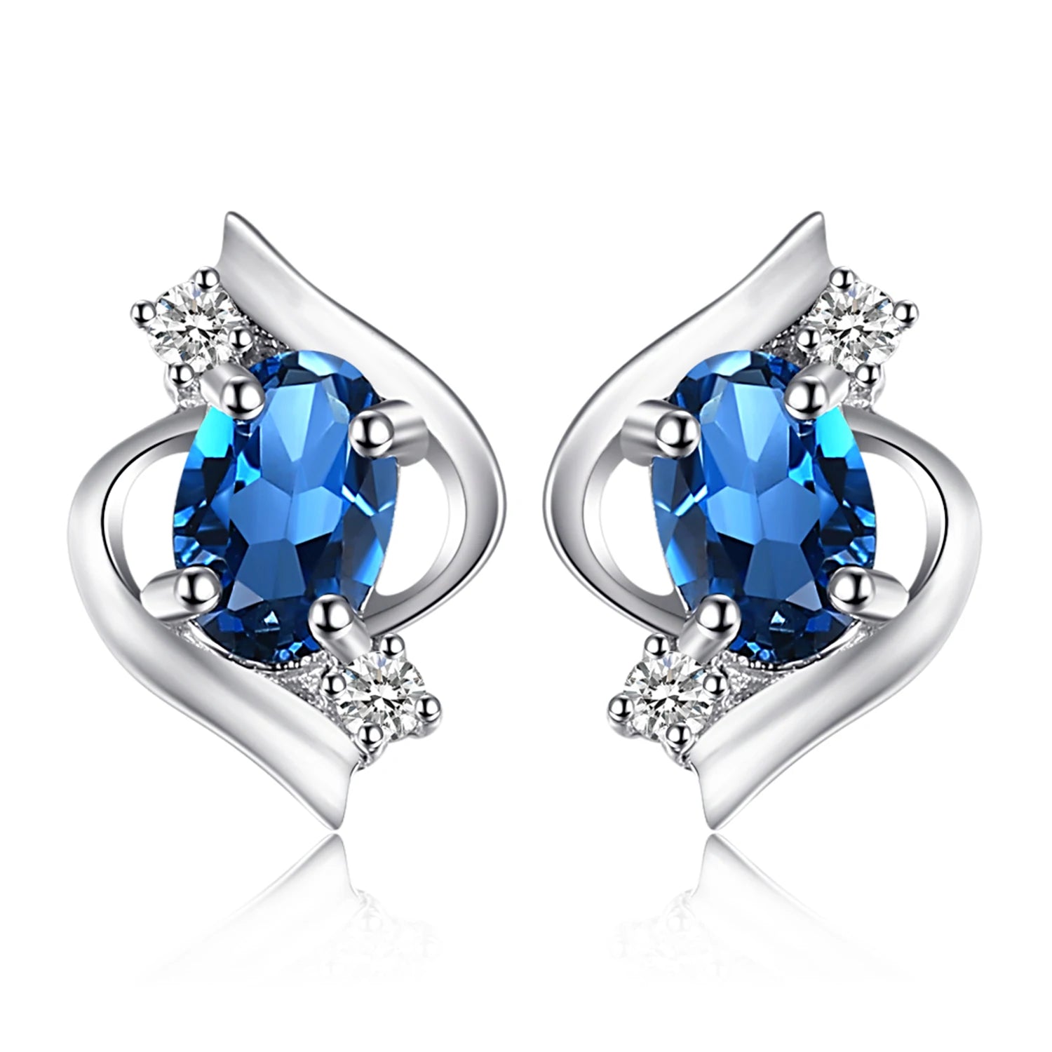 Stud Earrings Charm Jewelry - Natural Blue Topaz in 925 Sterling Silver - TSJ66 - Touchy Style