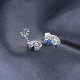 Stud Earrings Charm Jewelry - Natural Blue Topaz in 925 Sterling Silver - TSJ67 - Touchy Style