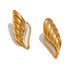 Stud Earrings Charm Jewelry - Natural Shell, Golden Wing - YH3593A - Touchy Style