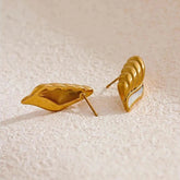 Stud Earrings Charm Jewelry - Natural Shell, Golden Wing - YH3593A - Touchy Style