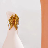 Stud Earrings Charm Jewelry - Natural Shell, Golden Wing - YH3593A - Touchy Style