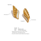 Stud Earrings Charm Jewelry - Natural Shell, Golden Wing - YH3593A - Touchy Style