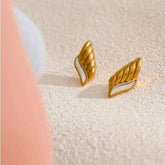 Stud Earrings Charm Jewelry - Natural Shell, Golden Wing - YH3593A - Touchy Style