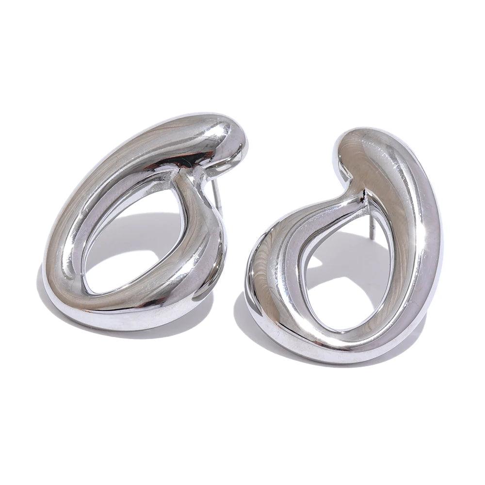 Stud Earrings Charm Jewelry - Stainless Steel - Geometry Hollow - TSJ26 - Touchy Style