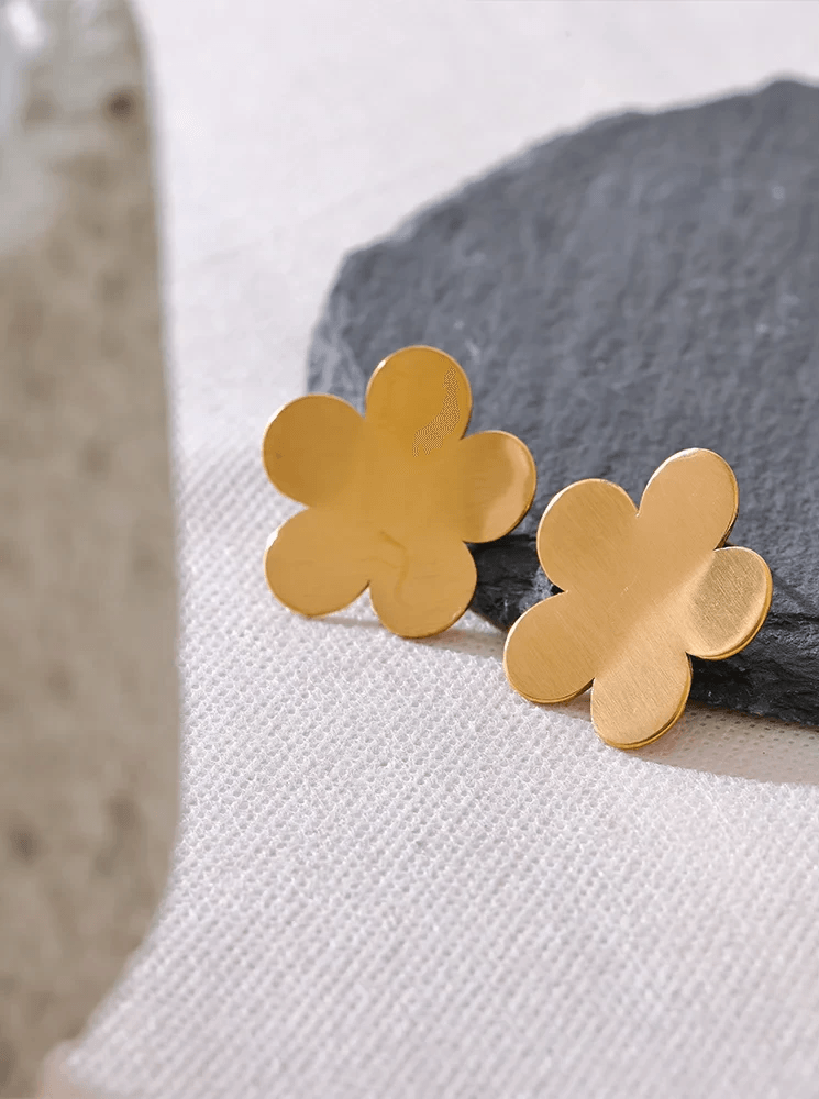 Stud Earrings Charm Jewelry - Stainless Steel - Metal Flower - YH3100A - Touchy Style