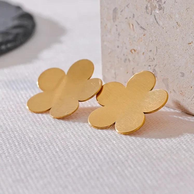 Stud Earrings Charm Jewelry - Stainless Steel - Metal Flower - YH3100A - Touchy Style