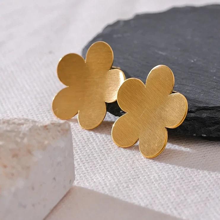 Stud Earrings Charm Jewelry - Stainless Steel - Metal Flower - YH3100A - Touchy Style