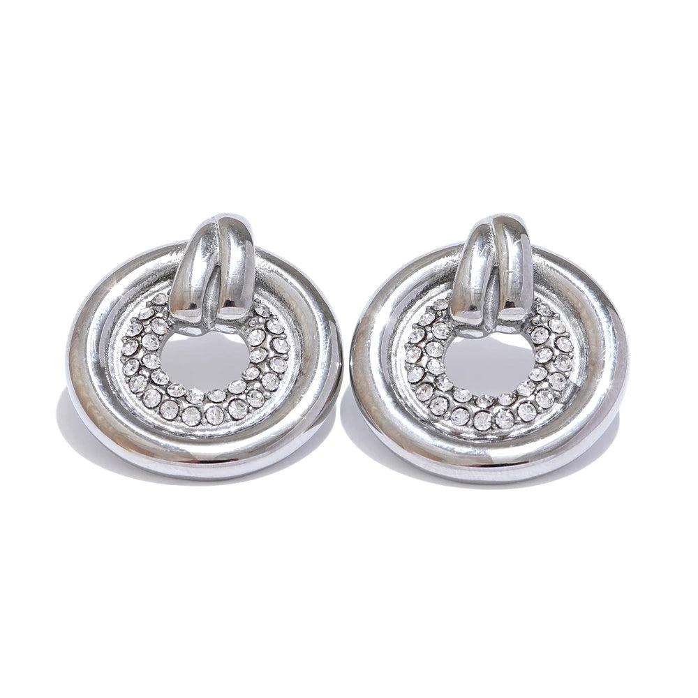 Stud Earrings Charm Jewelry - Stainless Steel Metal - Round Hollow - TSJ31 - Touchy Style