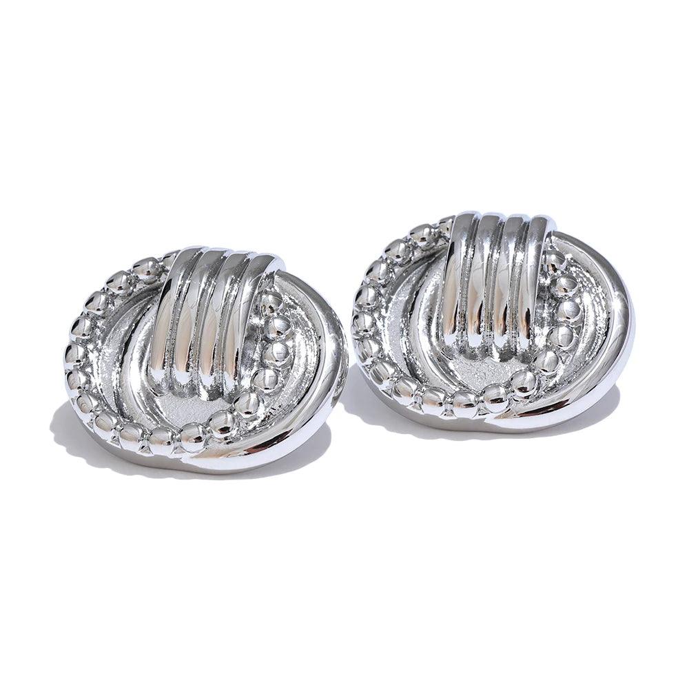 Stud Earrings Charm Jewelry - Stainless Steel - Round Geometric - TSJ41 - Touchy Style