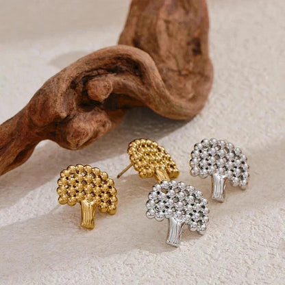 Stud Earrings Charm Jewelry - Stainless Steel - Tree Hollow - TSJ61 - Touchy Style