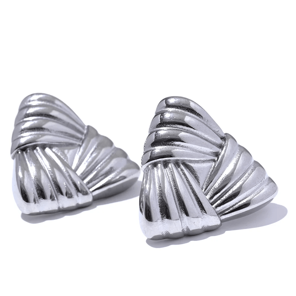 Stud Earrings Charm Jewelry - Stainless Steel - Triangle Texture - YH2848A - Touchy Style