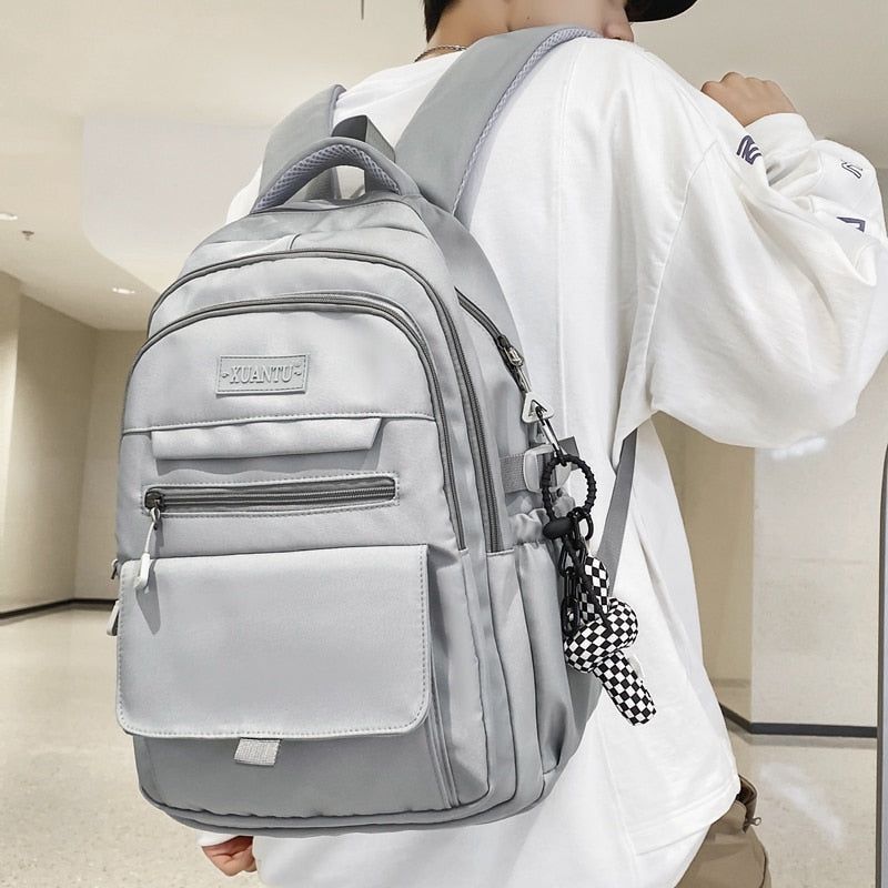 Multifunction Denim Cool Backpack EN257 - Korean Style Blue School Bag