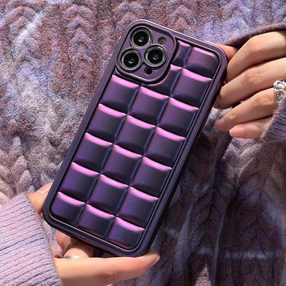 Stylish Purple 3D Square Cube Plating Cute Phone Cases for iPhone 14, 13, 12, 11 Pro Max, XS, X, XR and 14 Plus - Touchy Style