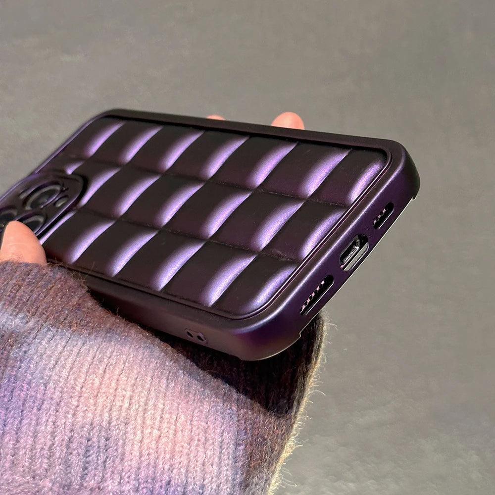 Stylish Purple 3D Square Cube Plating Cute Phone Cases for iPhone 14, 13, 12, 11 Pro Max, XS, X, XR and 14 Plus - Touchy Style