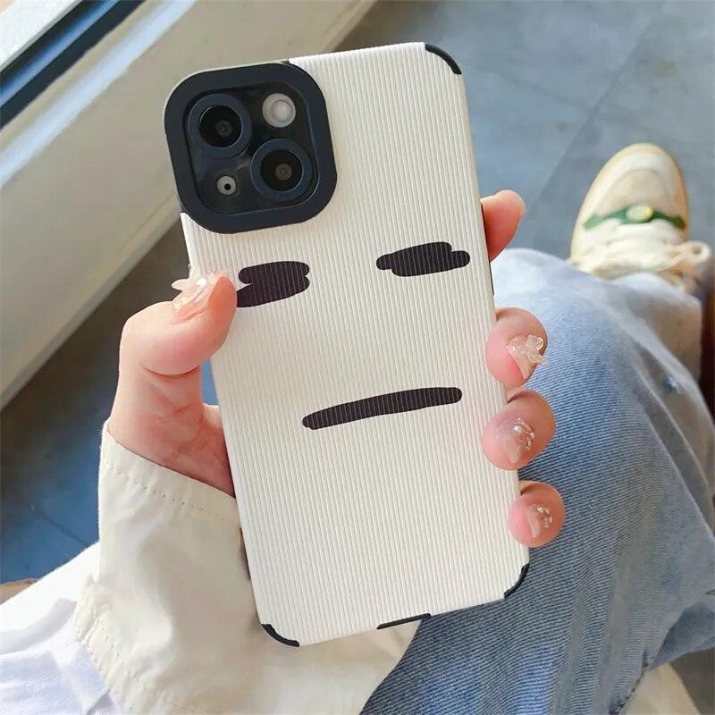 Stylish White Cute Phone Case for iPhone 14, 13, 12, 11 Pro Max, Mini, 6, 7, 8 Plus, X, XS, XR: Simple Expression - Touchy Style