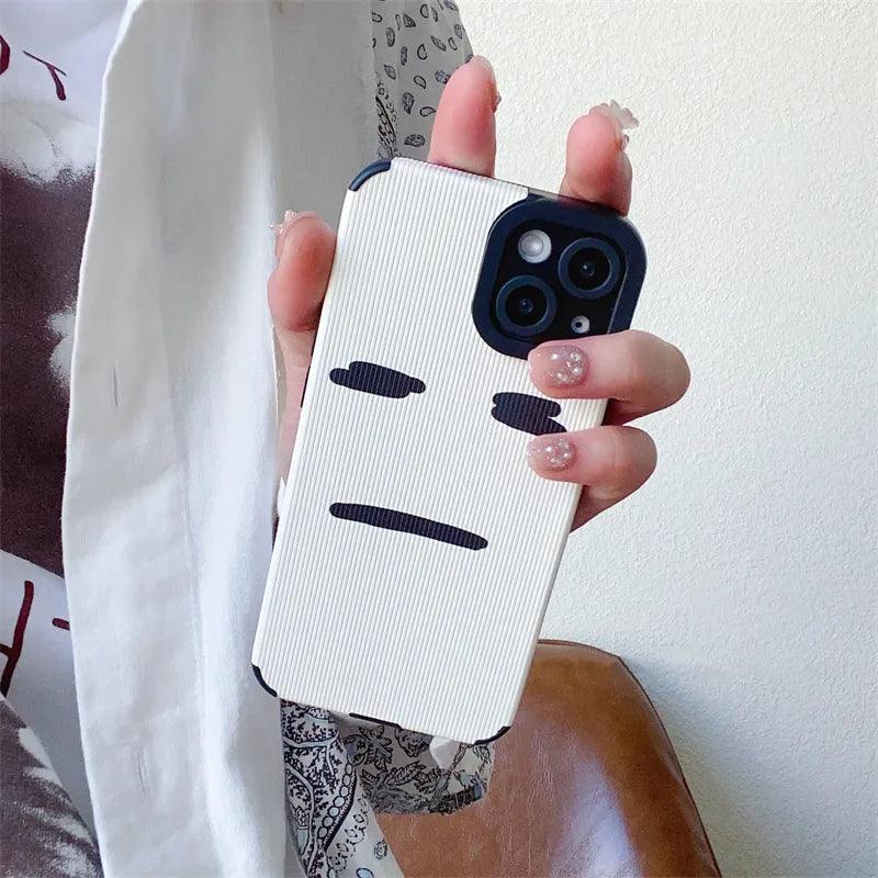 Stylish White Cute Phone Case for iPhone 14, 13, 12, 11 Pro Max, Mini, 6, 7, 8 Plus, X, XS, XR: Simple Expression - Touchy Style