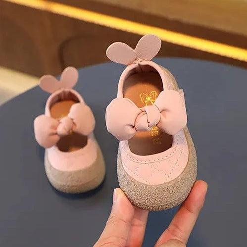 TF404 Toddler Girl Casual Shoes with Rabbit Ears: Soft Bottom, Flat - Touchy Style