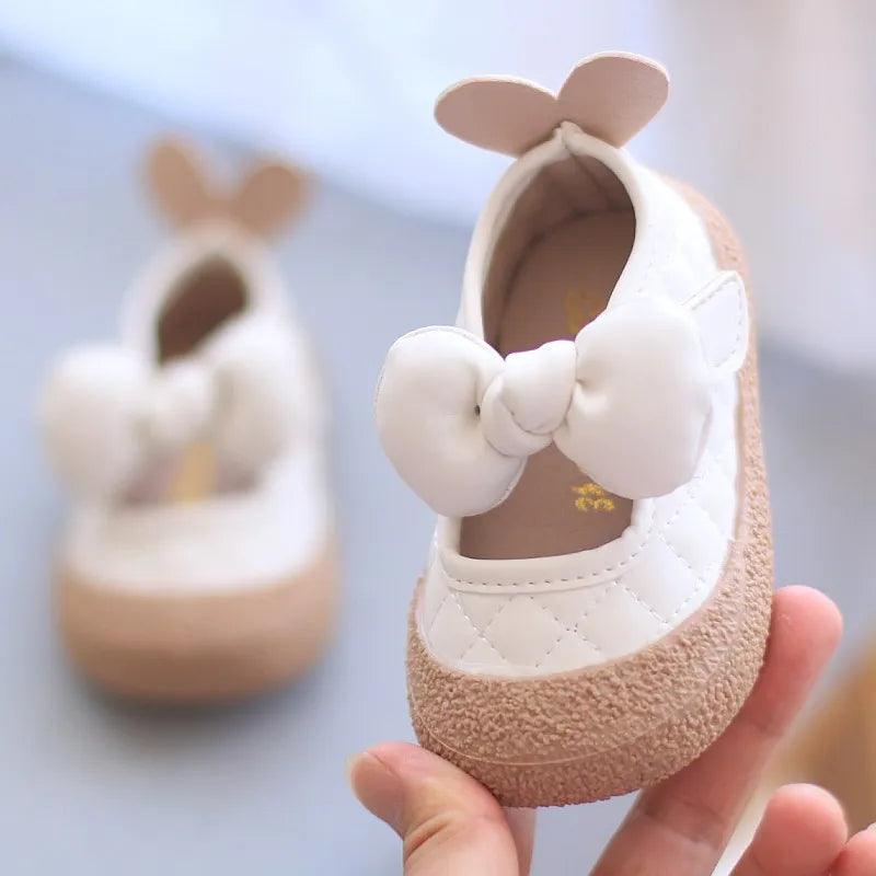 TF404 Toddler Girl Casual Shoes with Rabbit Ears: Soft Bottom, Flat - Touchy Style