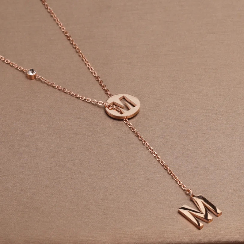 Titanium Steel Necklaces Charm Jewelry NCJTXY30 Simple M Letter Short Chain - Touchy Style