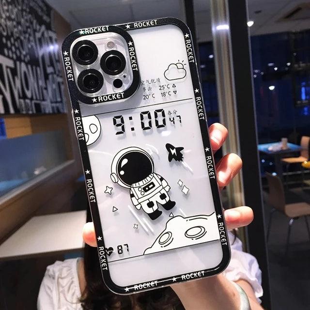 Transparent Space Astronauts Cute Phone Case For iPhone 15, 14, 13 Pro Max, 12, 11, X, XS, XR, 7, 8 Plus, SE 2020 - Touchy Style