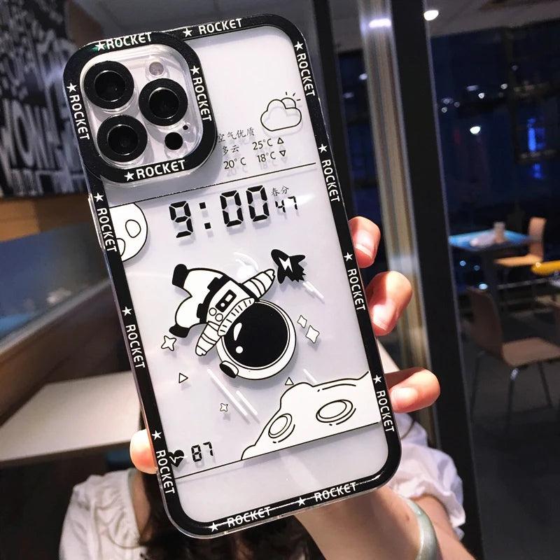 Transparent Space Astronauts Cute Phone Case For iPhone 15, 14, 13 Pro Max, 12, 11, X, XS, XR, 7, 8 Plus, SE 2020 - Touchy Style