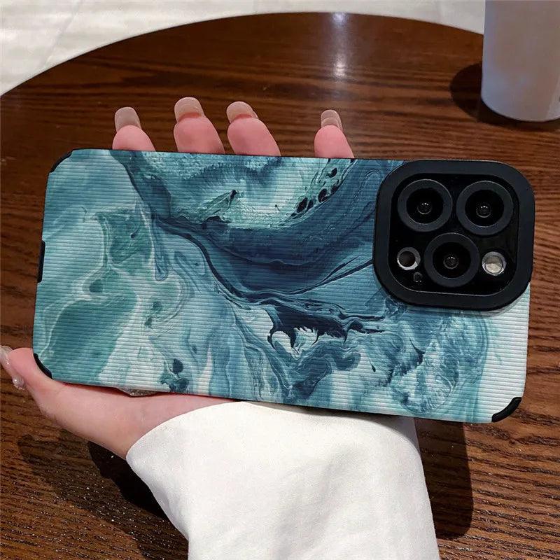 Trendy Wave Pattern: Leather Cute Phone Cases with Lens Soft Cover for iPhone 14, 13, 11, 12 Pro Max, Mini, 6, 7, 8 Plus, X, XS, and XR - Touchy Style