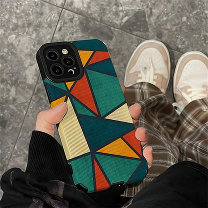 Triangle Leather Bohemian Cute Phone Case for iPhone 14, 13, 12, 11 Pro, XS Max, XR, X, 12, 13 Mini, 7, 8 Plus - Cover - Touchy Style