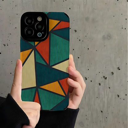 Triangle Leather Bohemian Cute Phone Case for iPhone 14, 13, 12, 11 Pro, XS Max, XR, X, 12, 13 Mini, 7, 8 Plus - Cover - Touchy Style