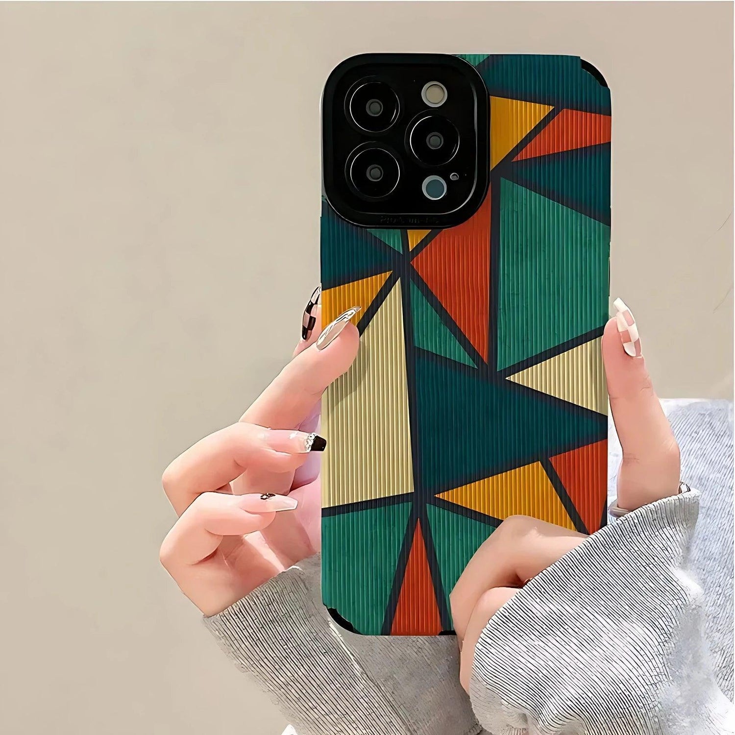 Triangle Leather Bohemian Cute Phone Case for iPhone 14, 13, 12, 11 Pro, XS Max, XR, X, 12, 13 Mini, 7, 8 Plus - Cover - Touchy Style