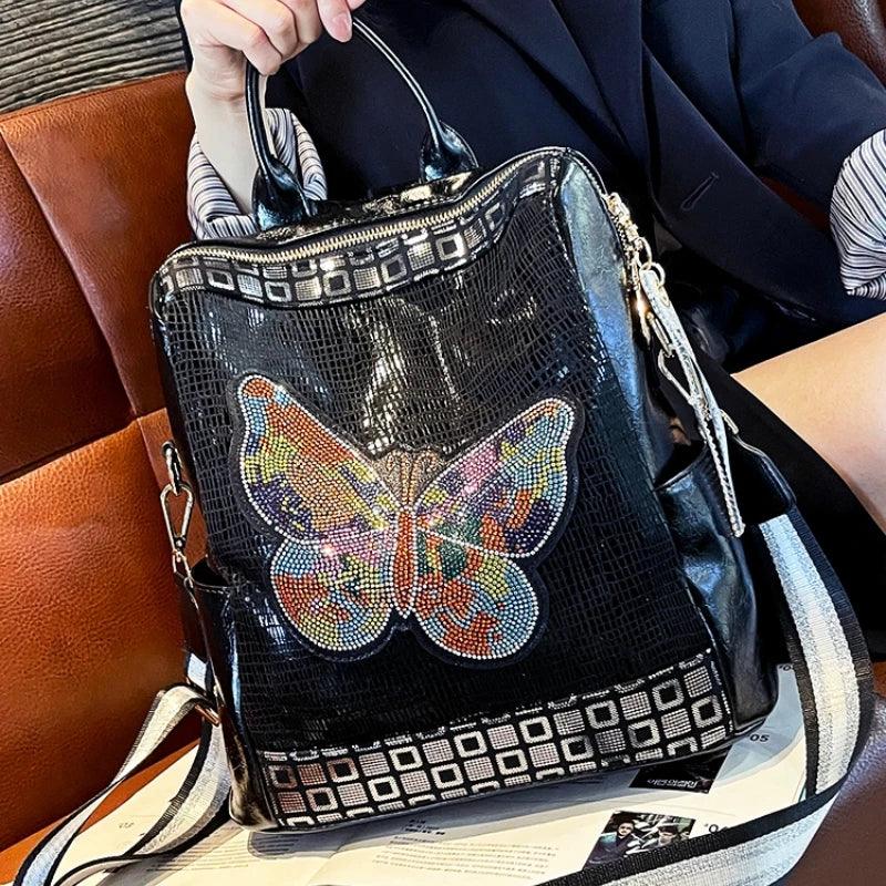 TSB114 Cool Backpacks - Leather, Rhinestone Butterfly Bags - Touchy Style