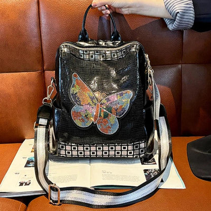 TSB114 Cool Backpacks - Leather, Rhinestone Butterfly Bags - Touchy Style