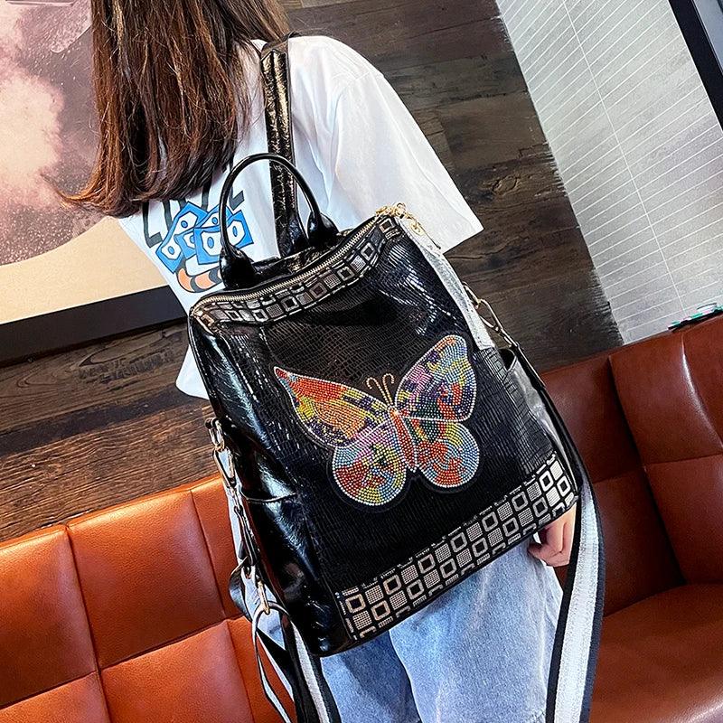 TSB114 Cool Backpacks - Leather, Rhinestone Butterfly Bags - Touchy Style