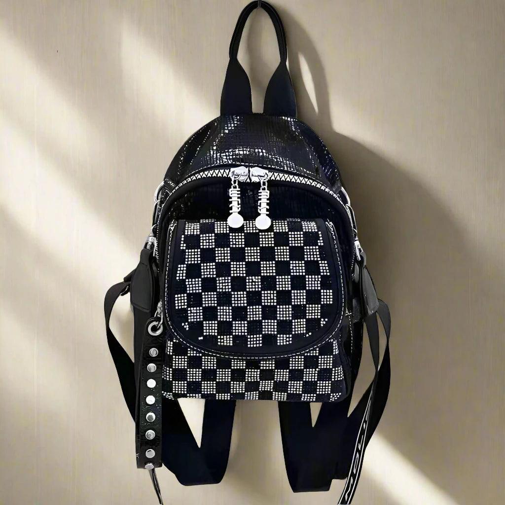 TSB118 Cool Backpacks - Leather Small Bags - Checkerboard Pattern - Touchy Style