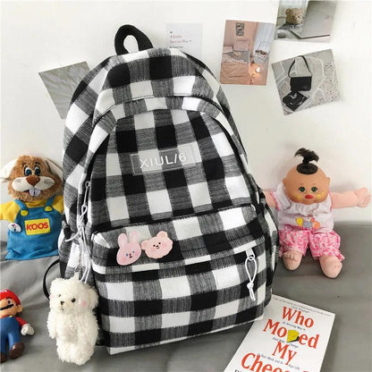 TSB30 Cool Backpacks - Fashion Plaid Nylon Travel Bag for Girls - Touchy Style