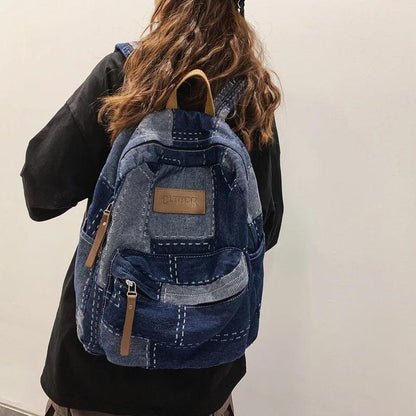 TSB33 Cool Backpacks - Denim Vintage College Book Bag For Girls - Touchy Style