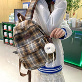 TSB57 Cool Backpacks - Fashion Plaid Woollen Rucksack For School, College, and Travel - Touchy Style